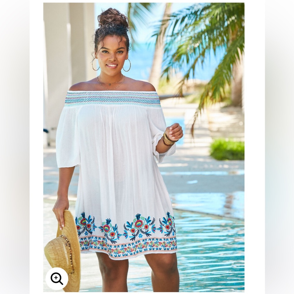 OFF-THE-SHOULDER COVER UP- White